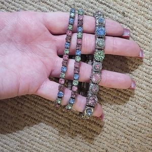 5/$25 ** 3 bracelet set. Silver & multi-colored gemstones.